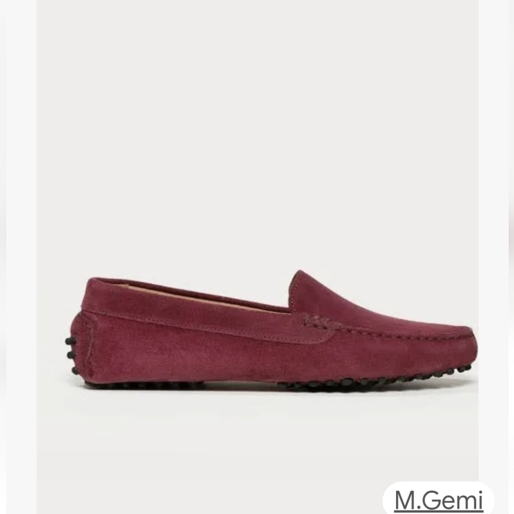 M. GEMI The Felize Suede Burgundy LEATHER MOCCASIN SZ 39.5 US 9.5